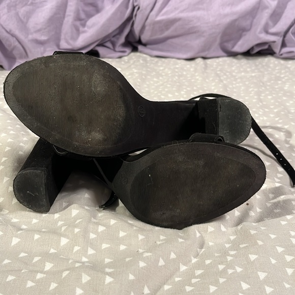 Taylor Black Seude Ankle Strap Heels - Picture 5 of 9